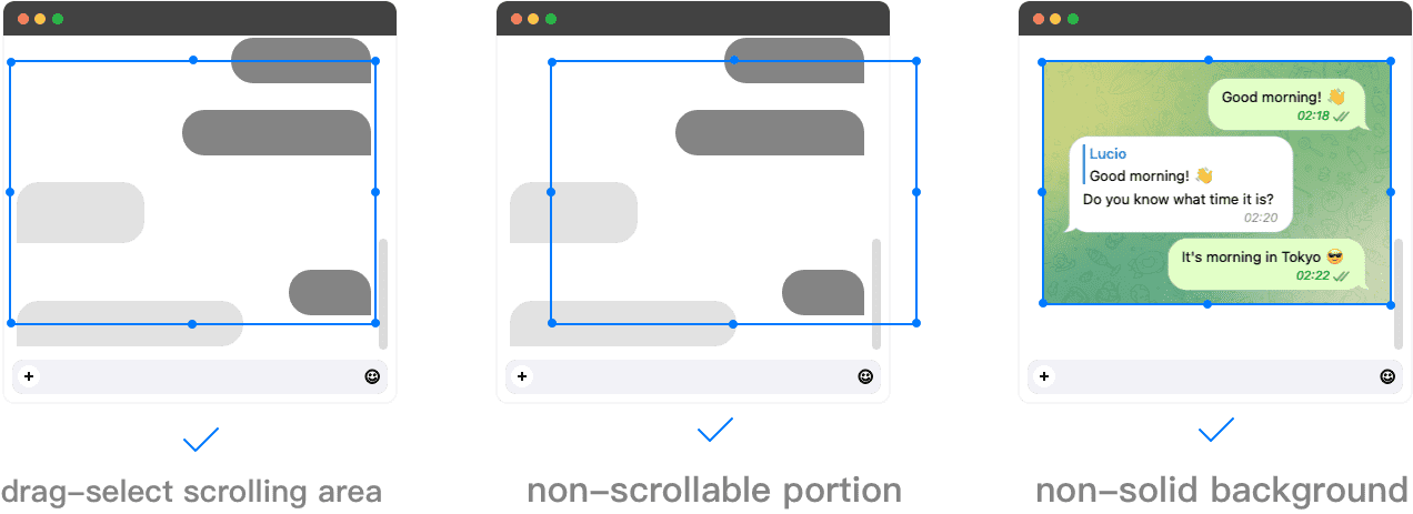 Example of Selecting the Scrolling Area / Non-scrollable Regions / Content with Non-uniform Background